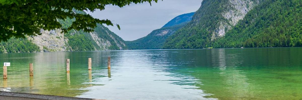 Wide abstract view of a serene blue landscape